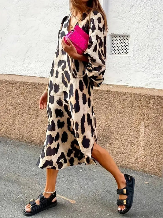 Elena – Midi-jurk met Luipaardprint