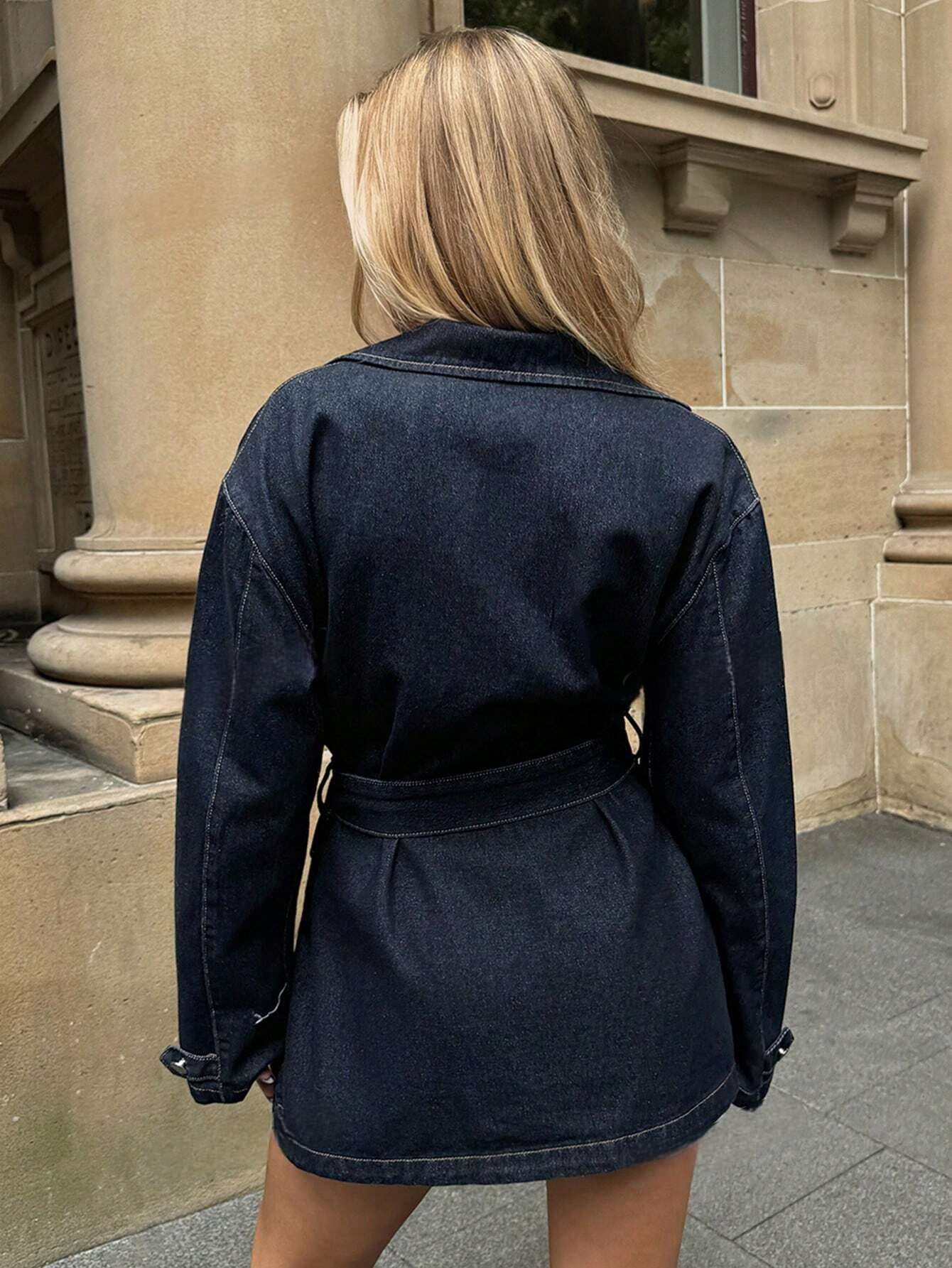 Noëlle Luxe Denim Blazer met Tailleceintuur