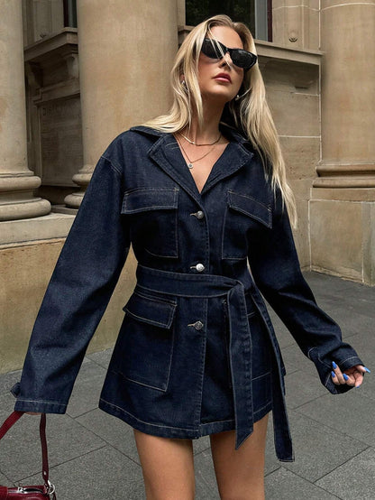 Noëlle Luxe Denim Blazer met Tailleceintuur