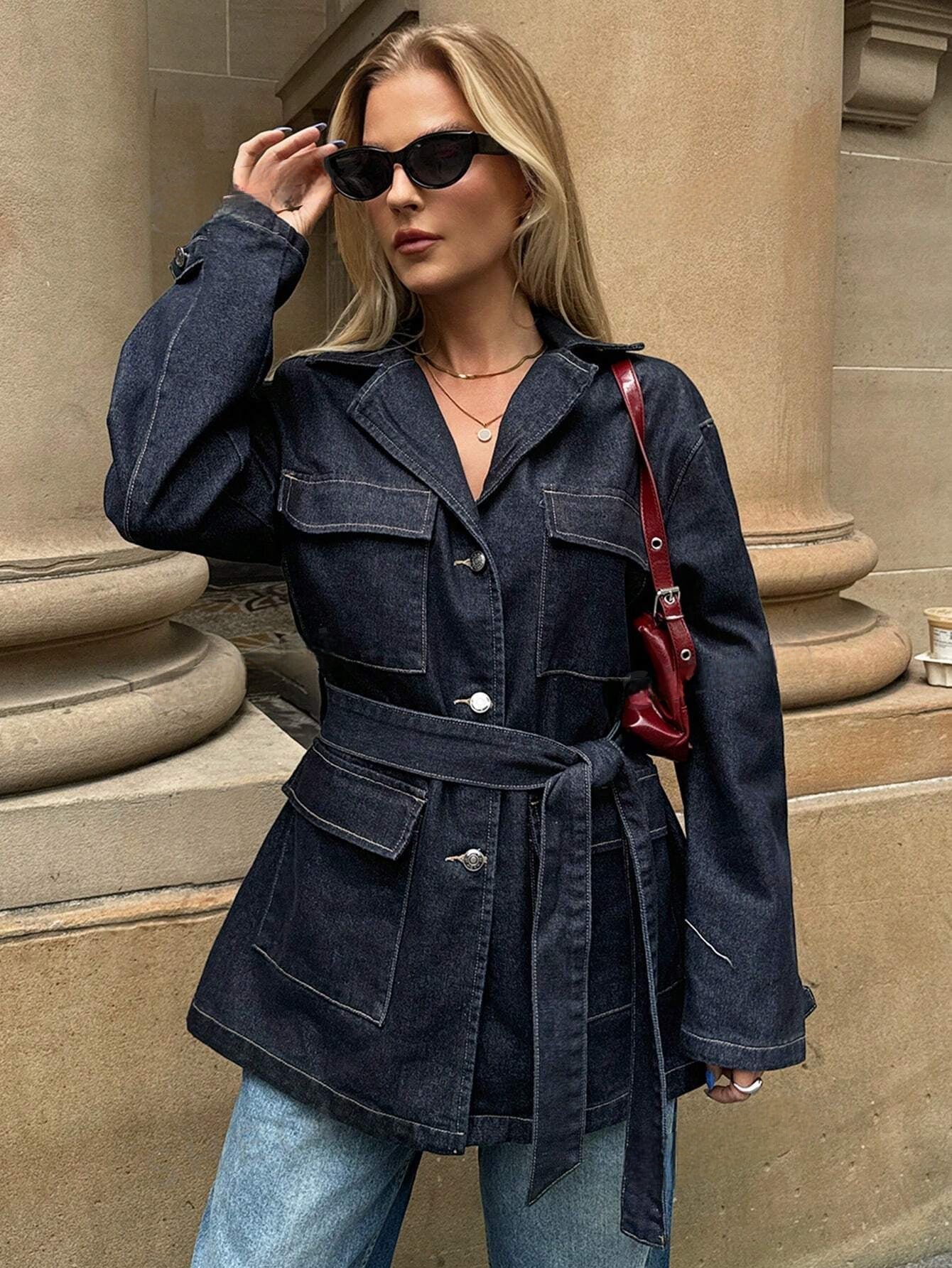 Noëlle Luxe Denim Blazer met Tailleceintuur