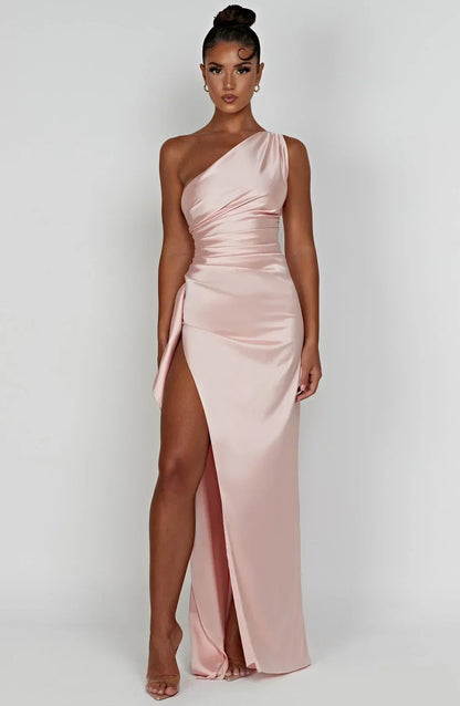 Velanora Luxe Satijnen One-Shoulder Avondjurk