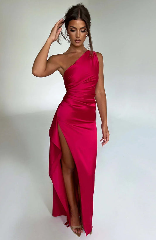 Velanora Luxe Satijnen One-Shoulder Avondjurk