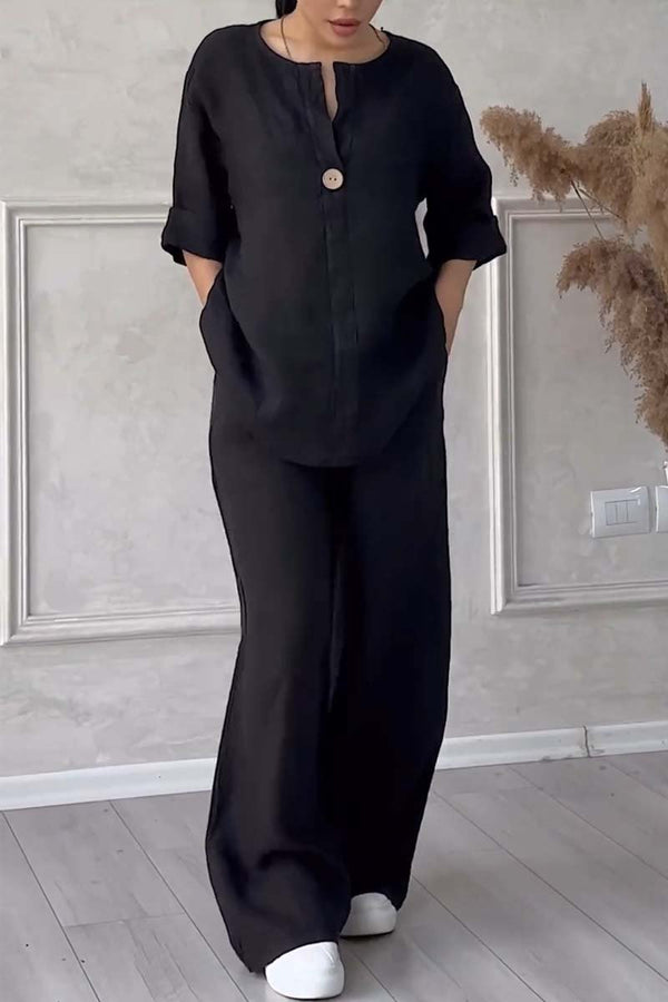Livia - Casual Tweedelige Set van Katoen en Linnen | Comfort & Stijl in Één