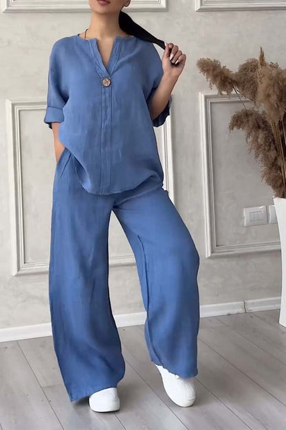 Livia - Casual Tweedelige Set van Katoen en Linnen | Comfort & Stijl in Één