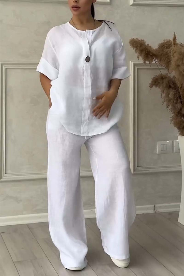 Livia - Casual Tweedelige Set van Katoen en Linnen | Comfort & Stijl in Één