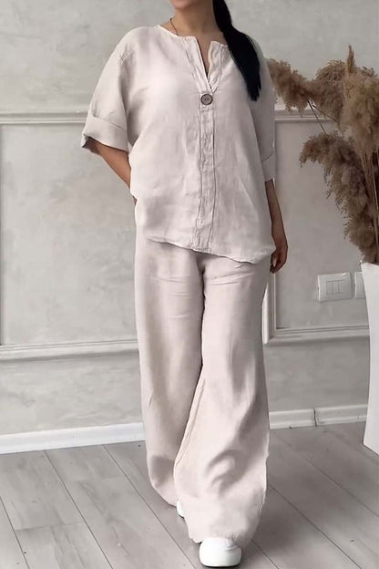 Livia - Casual Tweedelige Set van Katoen en Linnen | Comfort & Stijl in Één