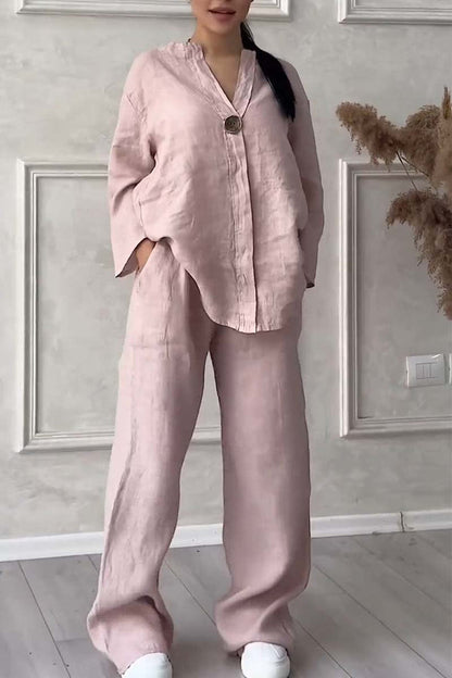 Livia - Casual Tweedelige Set van Katoen en Linnen | Comfort & Stijl in Één