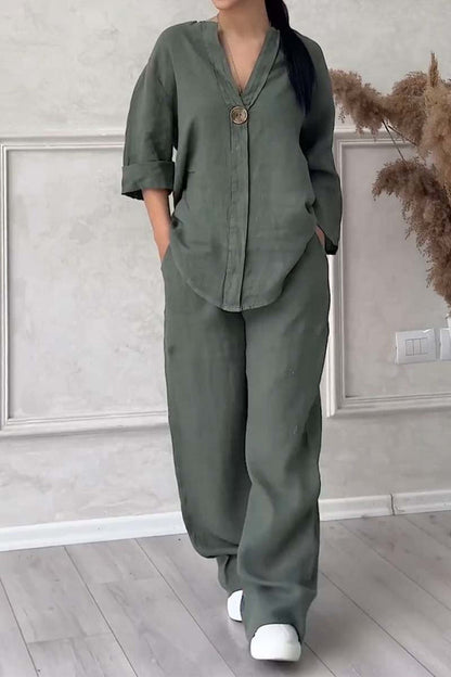 Livia - Casual Tweedelige Set van Katoen en Linnen | Comfort & Stijl in Één