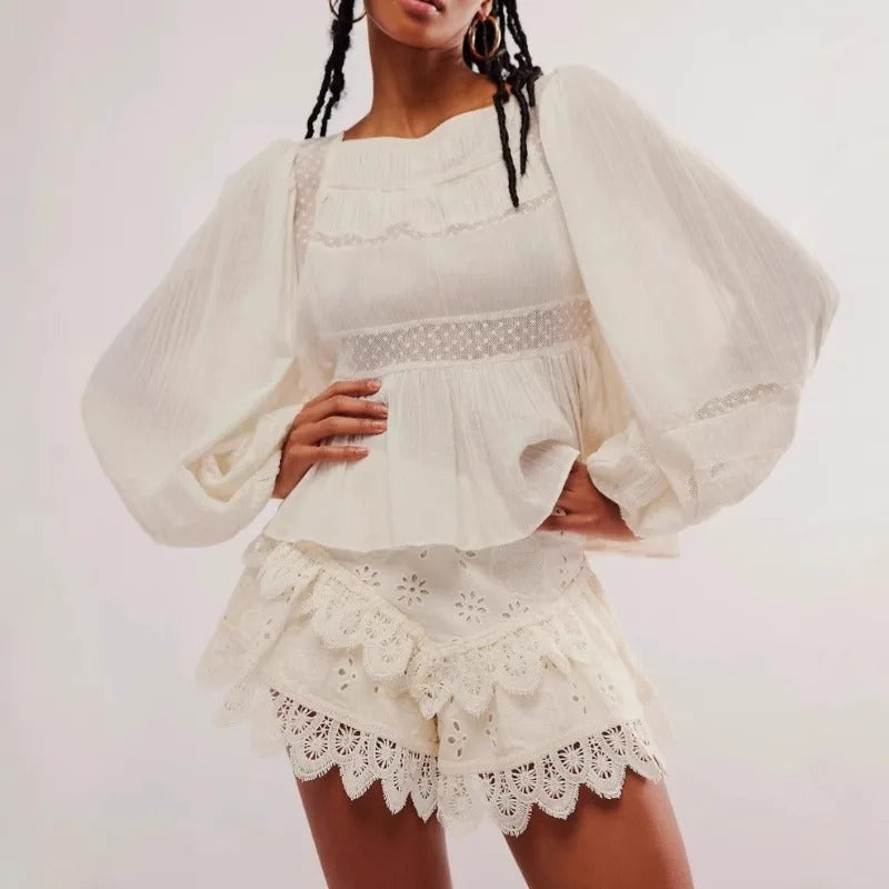 SereneLace – High-Waisted Casual Flounce Pants