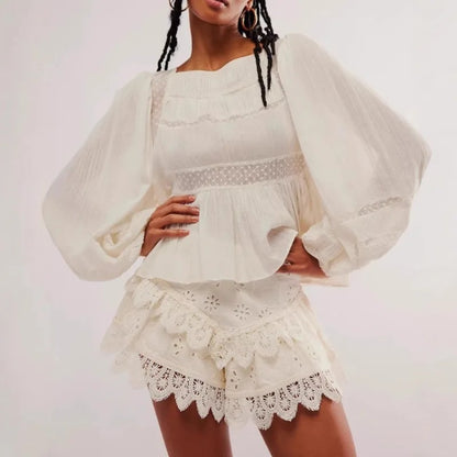 SereneLace – High-Waisted Casual Flounce Pants