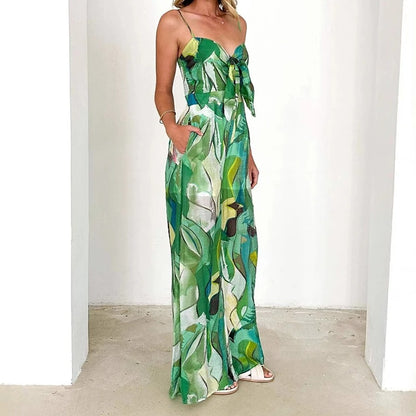 FloraVibe – Dames Floral Print V-Hals Jumpsuit
