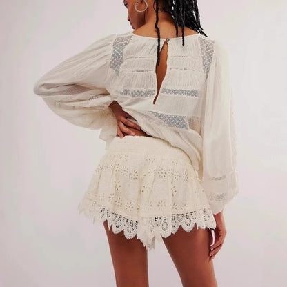 SereneLace – High-Waisted Casual Flounce Pants