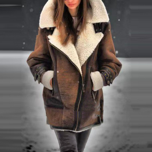 Amelia – Luxe Aviator Jacket met Fleecekraag