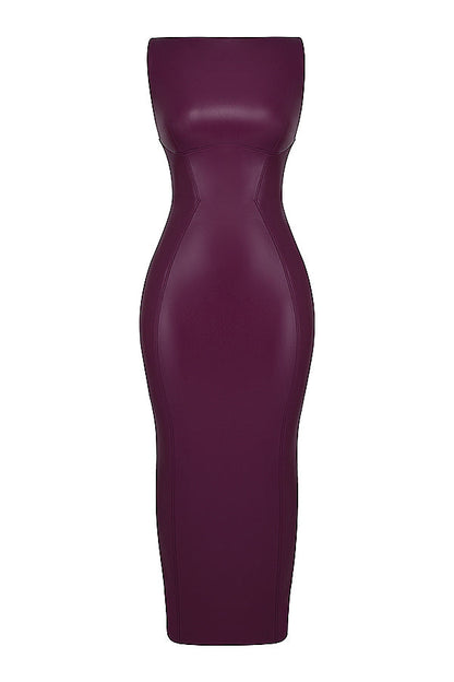 Aurora Noir – Vegan Leren Maxi-Jurk met Luxe Pasvorm