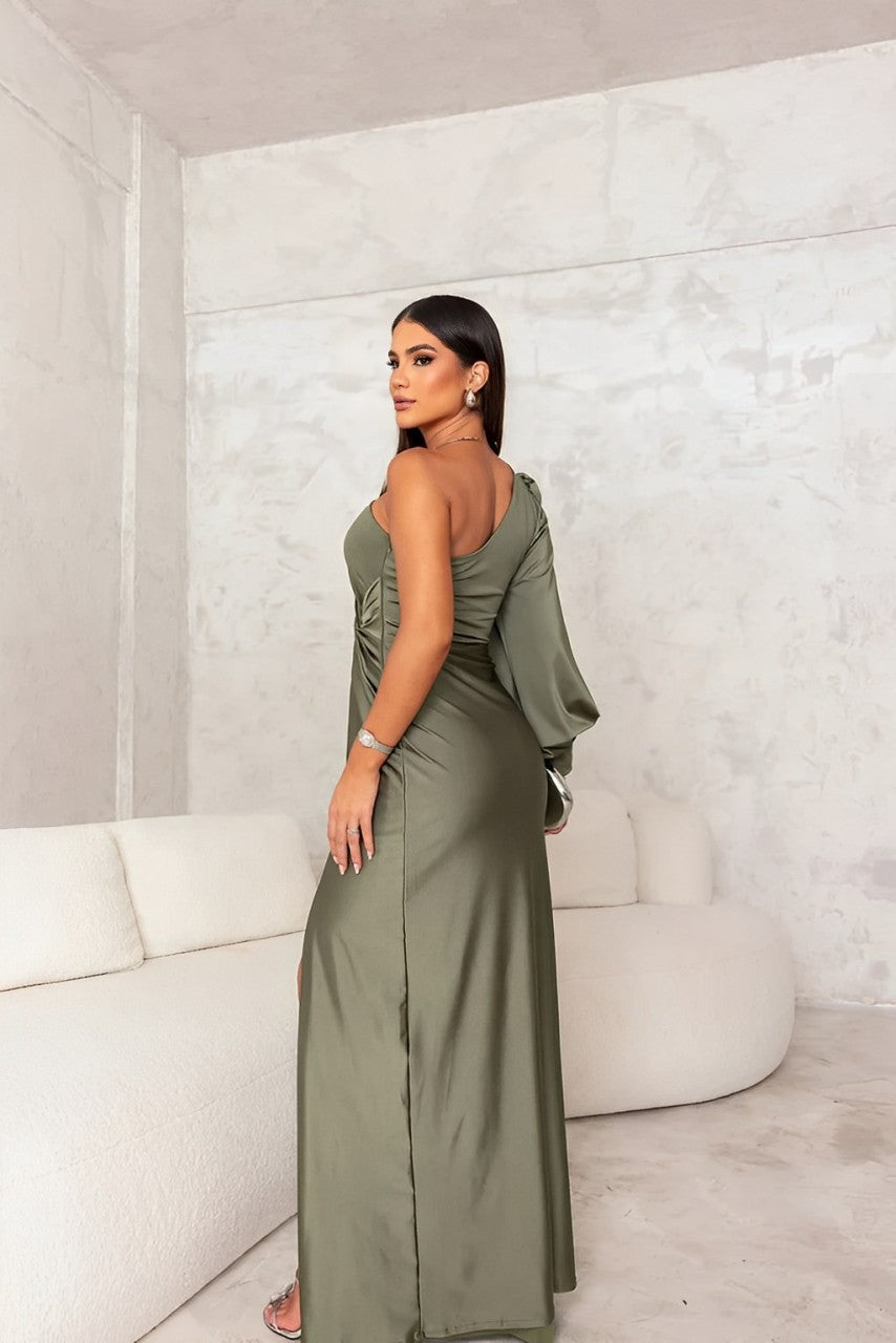 Classy Nights | Elegante One-Shoulder Jurk met Gedrapeerde Details